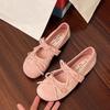 Pink Mary Jane 2025 early spring new ballet bow women's single shoes low-top flat women's shoes comfortable one pedal