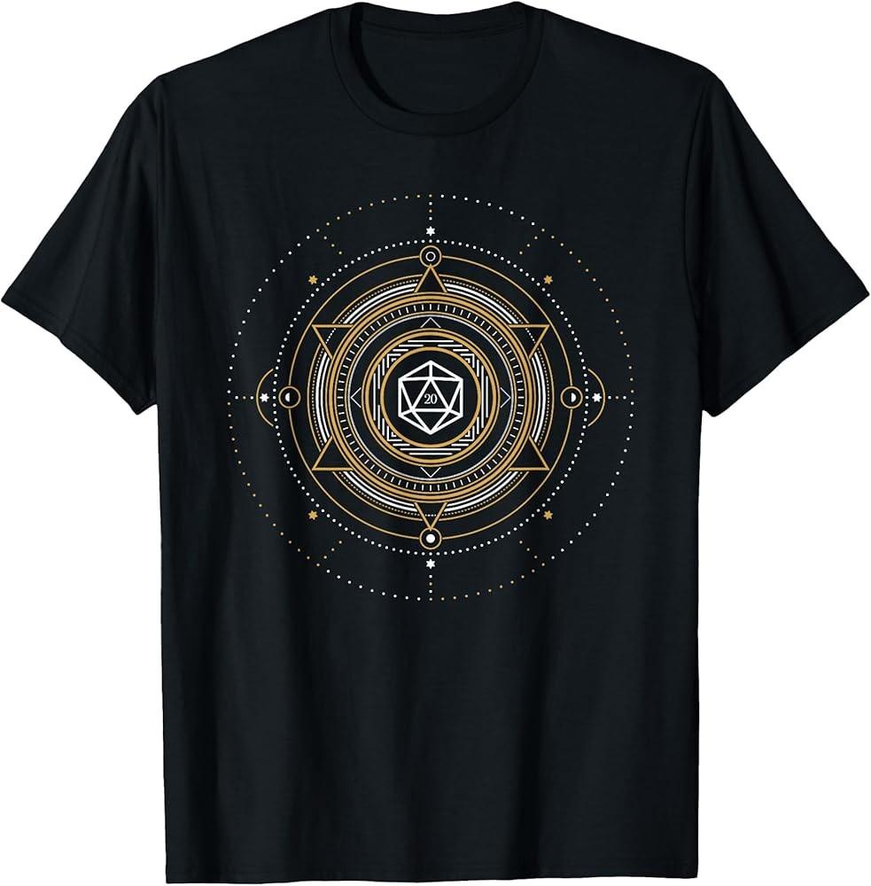 Geometric Polyhedral D20 Dice Set Nerdy and Geeky TShirt TShirt Unisex T-Shirt XL