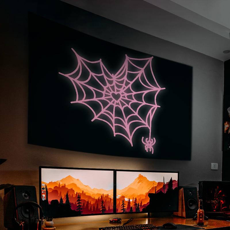 Cute pink spider web heart tapestry beautiful wall hangings bedroom home office Halloween home decoration holiday party decor
