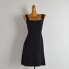 Simple Black Square Collar Sleeveless Knitted Dress Women Clothes Autumn Waist Hugging Slimming Mid-Length Sheath Vest Dress