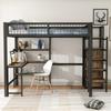 Bunk Bed 140x200 Desk Wardrobe Shelves Metal Bed Frame Slatted Frame Children/Adults(without Mattress)