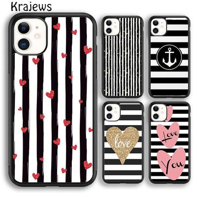 Krajews Black White Stripes Soft Phone Case Cover For iPhone 14 5 6s 7 8 Plus X XR XS 11 12 13 Pro Max Samsung S21 S22ultra Plus