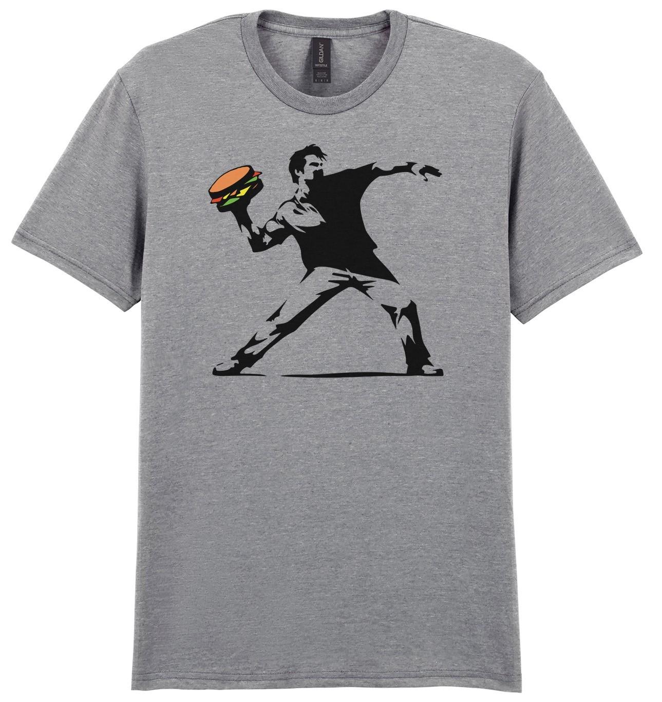 

Banksy Sandwich Thrower Protest Burger T-Shirt - Personalised Option - Gift 5XL різнокольоровий