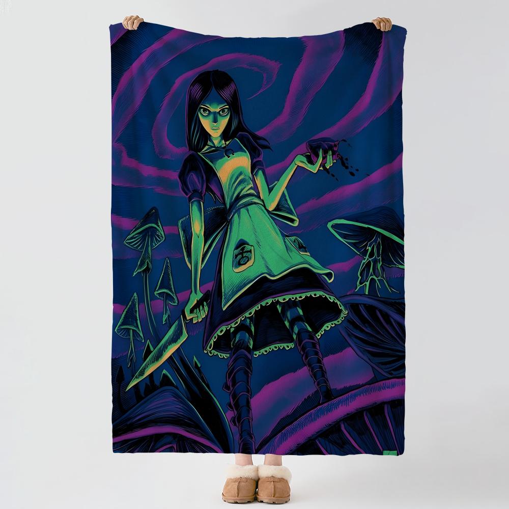 Game A-Alice Madness Returns-S Throw Thick Comfort Flannel Quilt, Multi-scene Use Indoor Outdoor Daily Nap
