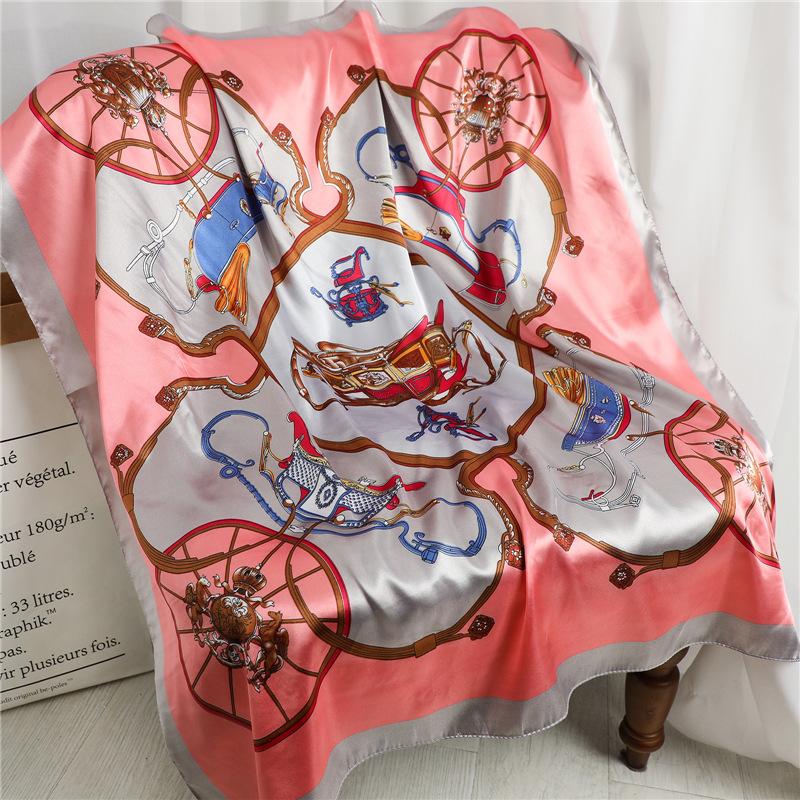 90 * 90cm New Silk Scarf Women'S Spring And Summer Decorative Scarf Sunscreen Travel Shawl Autumn And Winter Scarf Thin Edition