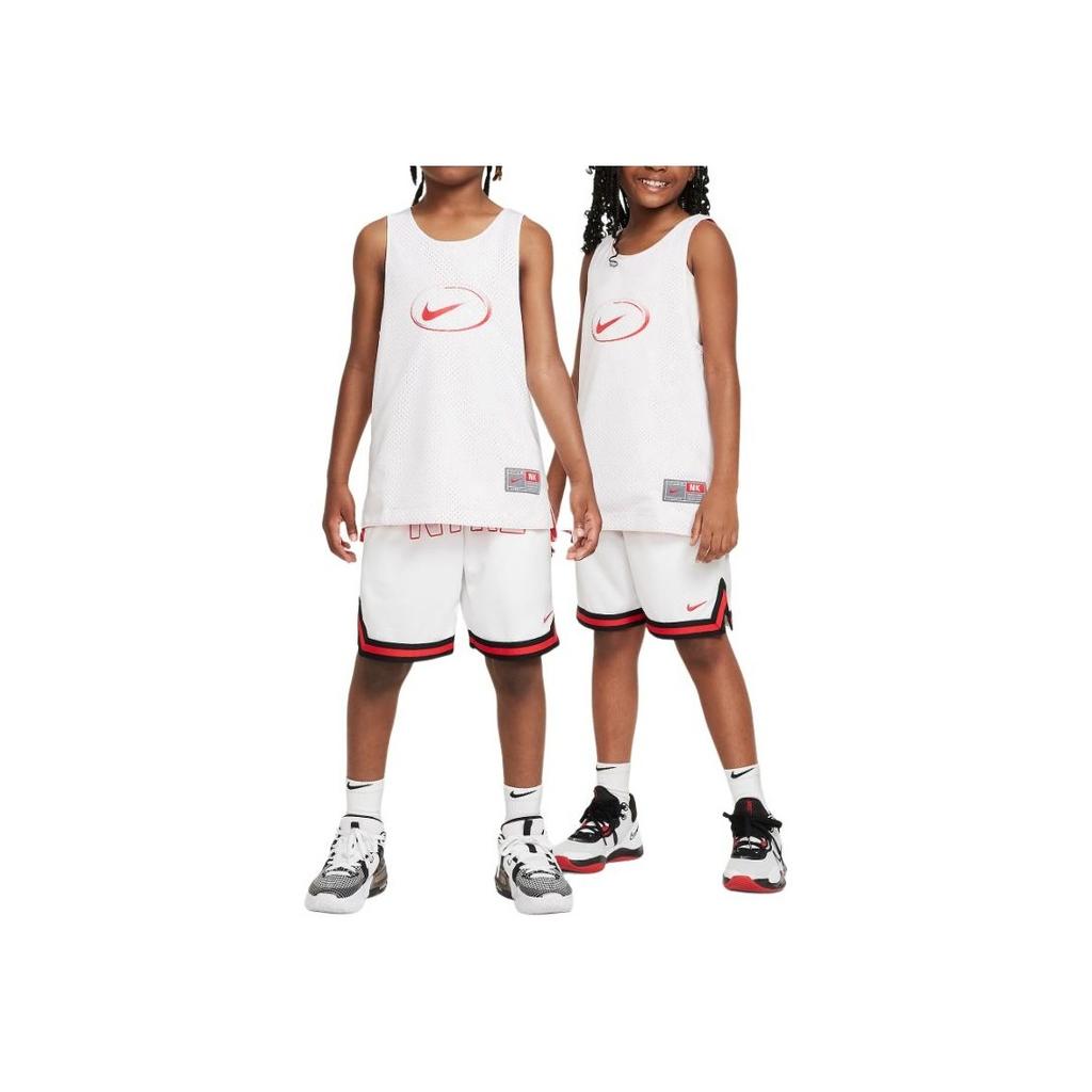 Nike Reversible Jersey Logo Print Crew Neck Sleeveless Vest Kids Tops White FN8348-100