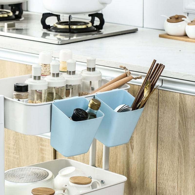 Household Trolley Hanging Basket Plastic Storage Basket Storage Box Dormitory Must-have Bedside Storage Kitchen Storage Shelf