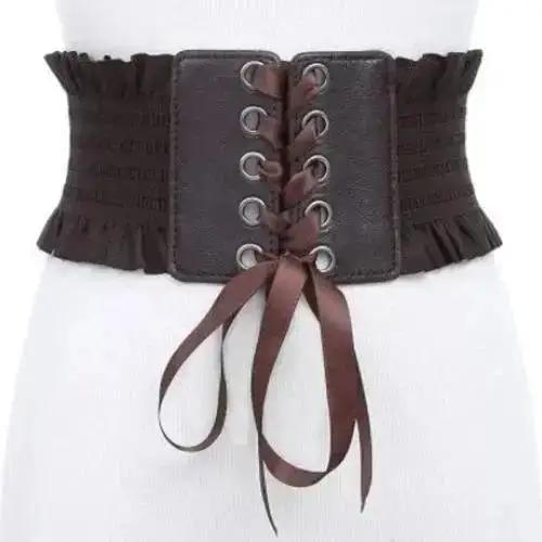 

New Fashion Gothic Elastic Belts For Woman Sexy Black Pu Leather Wide Corset Belt Female Cinturones Para Mujer Heart Cummerbunds One size