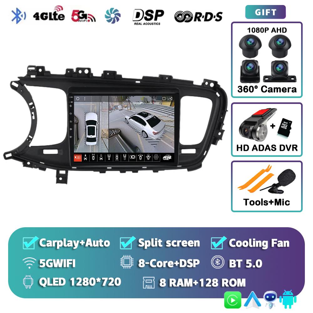 Android 14 Carplay Auto Car Radio For Kia K5 Optima 2011 2012 2013 2014 2015 4G Multimedia Video Player Navigation GPS Head Unit