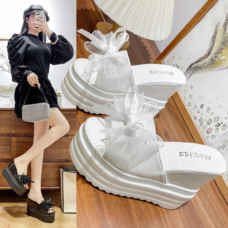 

Летние новые сандалии с внутренней танкеткой, супервысокий каблук, шлепанцы с рыбьим ртом, внешнеторговые шлепанцы на одной перемычке 42