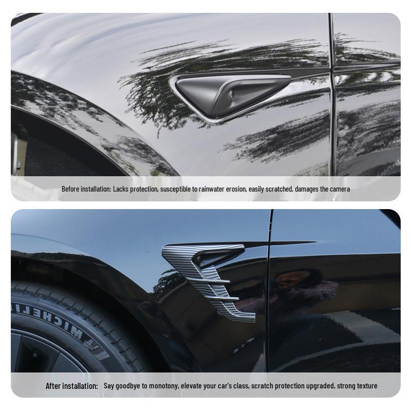 Tesla Model 3/Y Fender Camera Cover and Side Emblem Sticker.