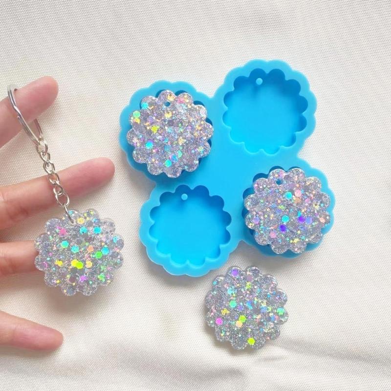 Flower Shaped Silicone Resin Mold 4 Cavity Door Hand Palms Shape Jewelry Pendant Epoxy Mold Necklace Decors Gift