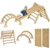 5 In 1 Folding Wooden Climbing Triangle with Ramp Arch Climber for Children 178x64.5x63 Cm Natural Wood