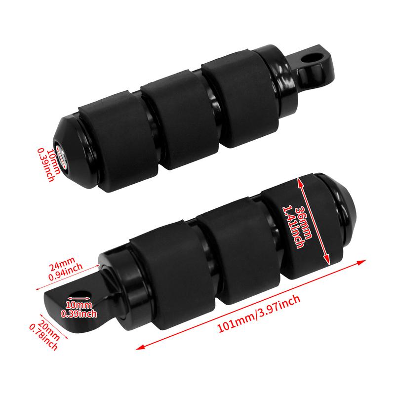 2xMotorcycle Foot Pegs Footrest Pedal Black Rubber For Harley Sportster XL 883 1200 Touring Dyna Softail Breakout Custom FLHX