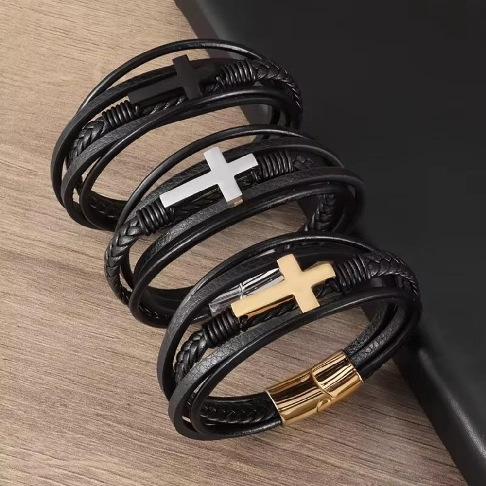 Hand Braided Leather Bracelet Multilayer Cuff Bracelet High Quality Men's Bracelet
