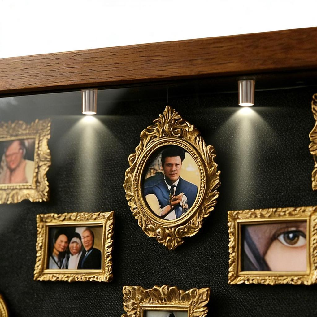 Mini Museum Silhouette Box Creative Memory Display Kit with Mini Figurines Gold Frames for Anniversary Wedding Gift Decor