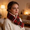 Heated Scarf with 3 Temperature Levels Plaid Print Electric Heated Neck Warmer Winter Portable Neck Heating Pad