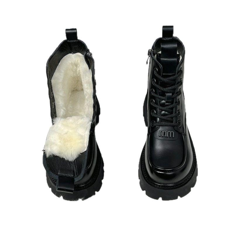 Thick-soled heightening and velvet warm Martin boots women's autumn and winter new popular British style versatile short boots
