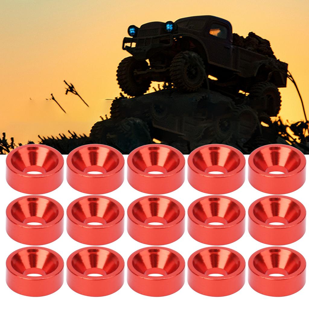 15pcs M3 Countersunk Screw Washer Aluminium Alloy Concave Gasket Fit for RC ModelRed