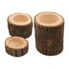3Pcs Wooden Stump Candle Holder Votive Tealight Candle Stand Rustic Farmhouse Living Room Bathroom Candlestick Decoration Table Centerpiece Ornament