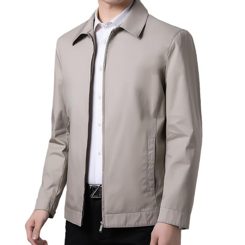 Middle-aged and Elderly Zipper Jacket Simple Loose Lapel Jacket Business Casual Trendy Men's Clothing