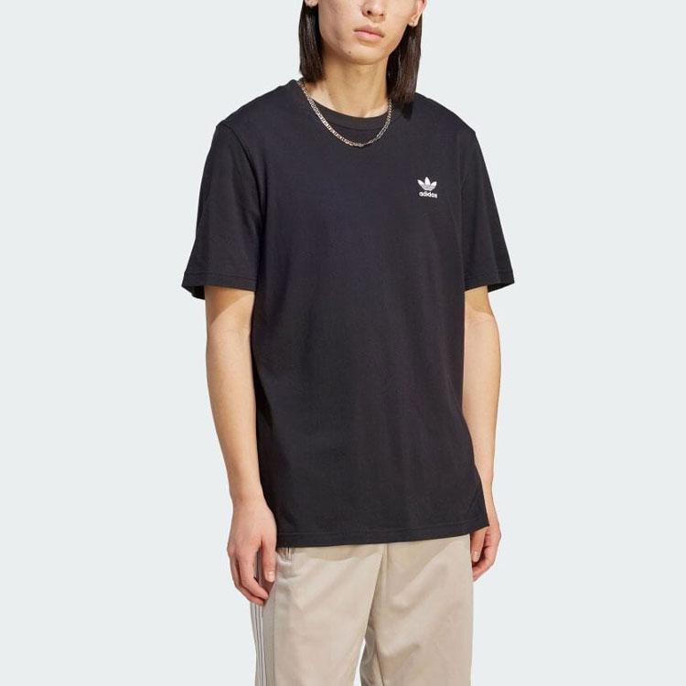 Adidas Originals Essentials Trefoil Logo Ribbed Crew Neck Short Sleeve Regular T-Shirt Men Tops Black IM4540