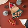 Ceramic Bamboo Wood Christmas Tree Partition Plate Platter Fruit Bowl Breakfast Dish Home Decoration