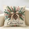 Christmas & Winter Themed Cushion Cover Durable Hypoallergenic Organic Linen Pillow Cover Short Size Washable Skin-Friendly