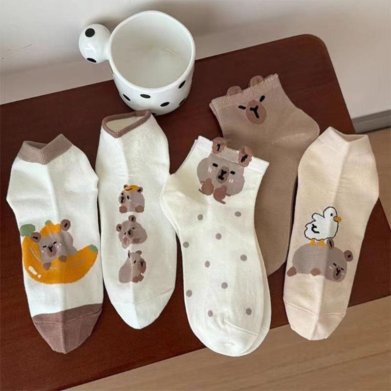 No Show Socks Cotton Low Cut Socks Funny Novelty Socks Anime Short Socks Fun Ankle Socks for Women Girls Capybara Socks