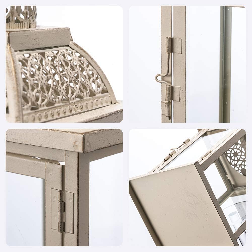 NEEDOMO 14.4" Lanterns Decorations Indoor, Hanging Candle Lantern Outdoor, Vintage Large Lantern Decor with Clear Glass, Metal Candle Holder for