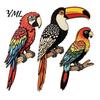 Modern Home Wall Ornament 3Pcs Tropical Bird Wooden Decor, Toucan Parrot 2D Flat Wood Colorful Forest Decor Art, Animal for Living Room Bedroom