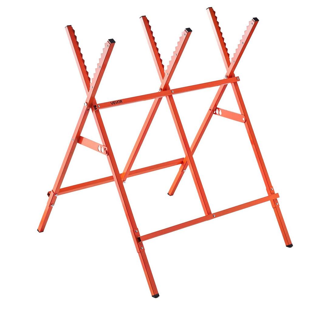 Saw Horses, 2 Pack Folding Work Horses, 117.9 kg Load Capacity Sawhorse with Heavy Duty Legs, Adjustable Height Saw Horse with Non-Slip Foot Pads, for