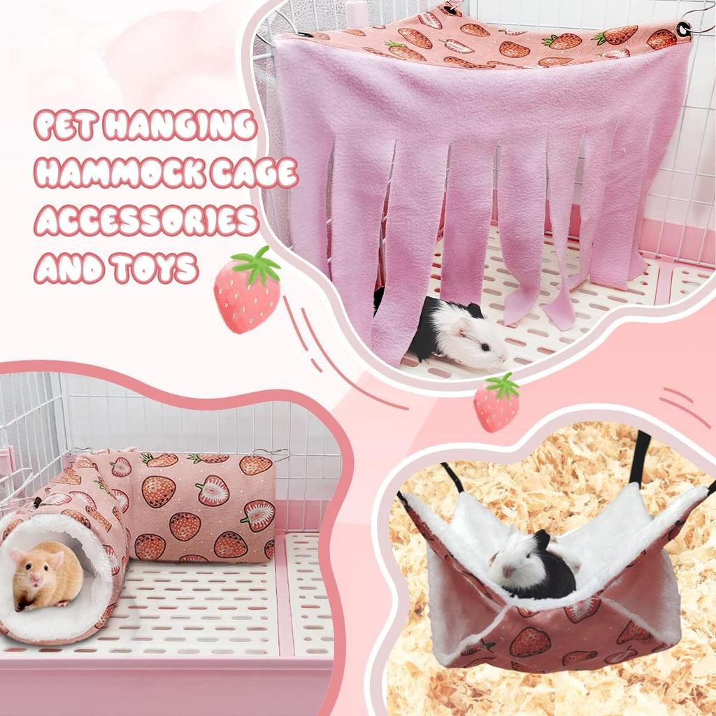 LYART Guinea Pig Rat Ferret Hammock and Warm Bed Small Pet Hideout Tunnel Cave Hanging Bunkbed Hammock Cage Toy for Hamster Sugar Glider Squirrel