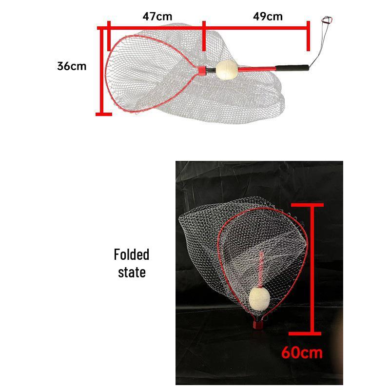 Foldable Sea Fishing Landing Net with Floats - Hand-woven Monofilament, Durable, Anti-hook