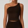 New Woolen Oblique Shoulder Twisted Yoga Vest For Sports, Waist Shaping, Leisure, Running, Fitness, Women'S Tank