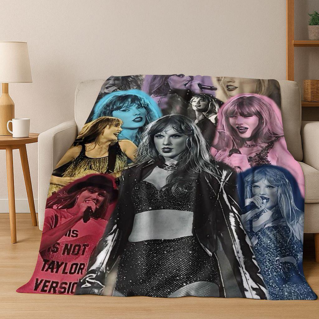 

Fashion T-Taylor T-Swizzle Singer Star Flannel Blanket Soft Warm Throw Blanket for Bed Bedroom Living Room Travel Picnic Gift 75x90cm