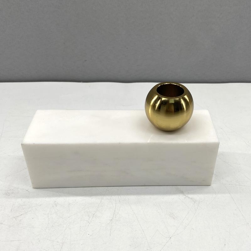 Nordic Modern Light Luxury Marble Metal Candle Holder Model Room Villa Decoration Ornaments Retro Creative Candle Holder