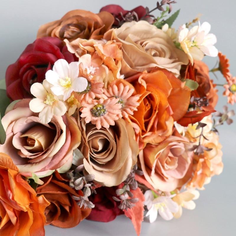 Bride Bouquet Handmade Wedding Decoration Flowers Combo Champagne Rose Bouquet for Graceful Anniversary Celebration