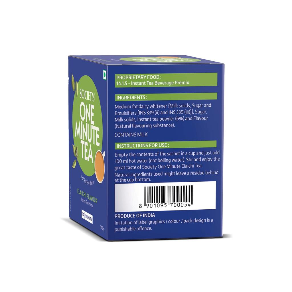 Society One Minute Tea Kardamom Geschmack Aromatisierter Instant-Tee (14g X 10 Beutel) X Packung mit 2 Schnellaufguss