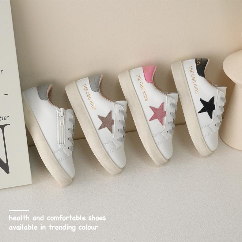 XSHX "Stars Dirty Bottom" Children's Board Shoes Spring and Autumn Boys and Girls Little White Shoes 2329
