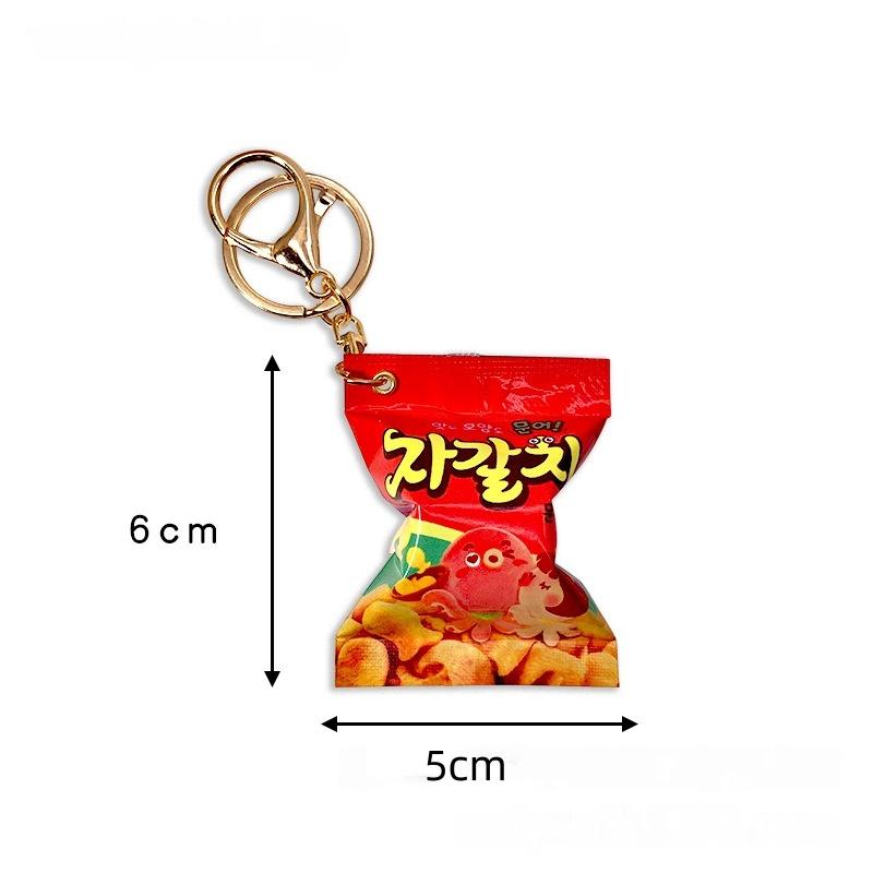 Simulation Korean Potato Chip French Fries Snack Bag Keychain Mini Snack Backpack Pendant Decoration Car Keyring Jewelry Gift