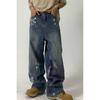 Europese en Amerikaanse straat gespetterde inkt jeans voor mannen en vrouwen niche ontwerp gevoel van gaten losse wijde pijpen paren casual all-match broeken