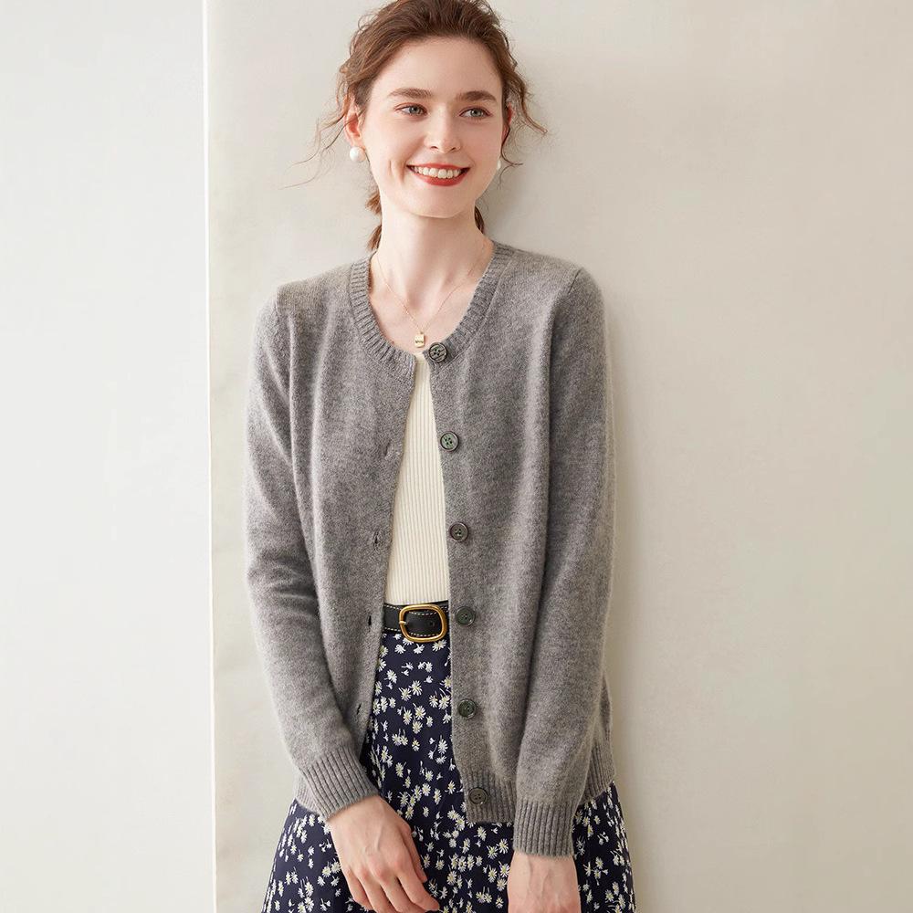 Women's Cashmere Knit Cardigan - Super Soft, Long Sleeve, Loose Fit, Thick, Versatile, Comfortable Sweater