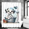 Urocza kreskówkowa zasłona prysznicowa w kropki z psem, dekoracyjna zasłona prysznicowa do łazienki, wodoodporna zasłona prysznicowa z haczykami