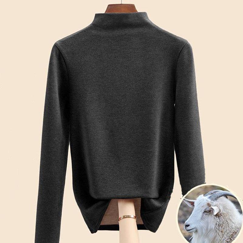 Jesienna i zimowa damska koszula z najniższym kaszmirem Dralon Mulberry Silk Półwysoki dekolt Wewnętrzne wyściełane włosy Ciepłe topy