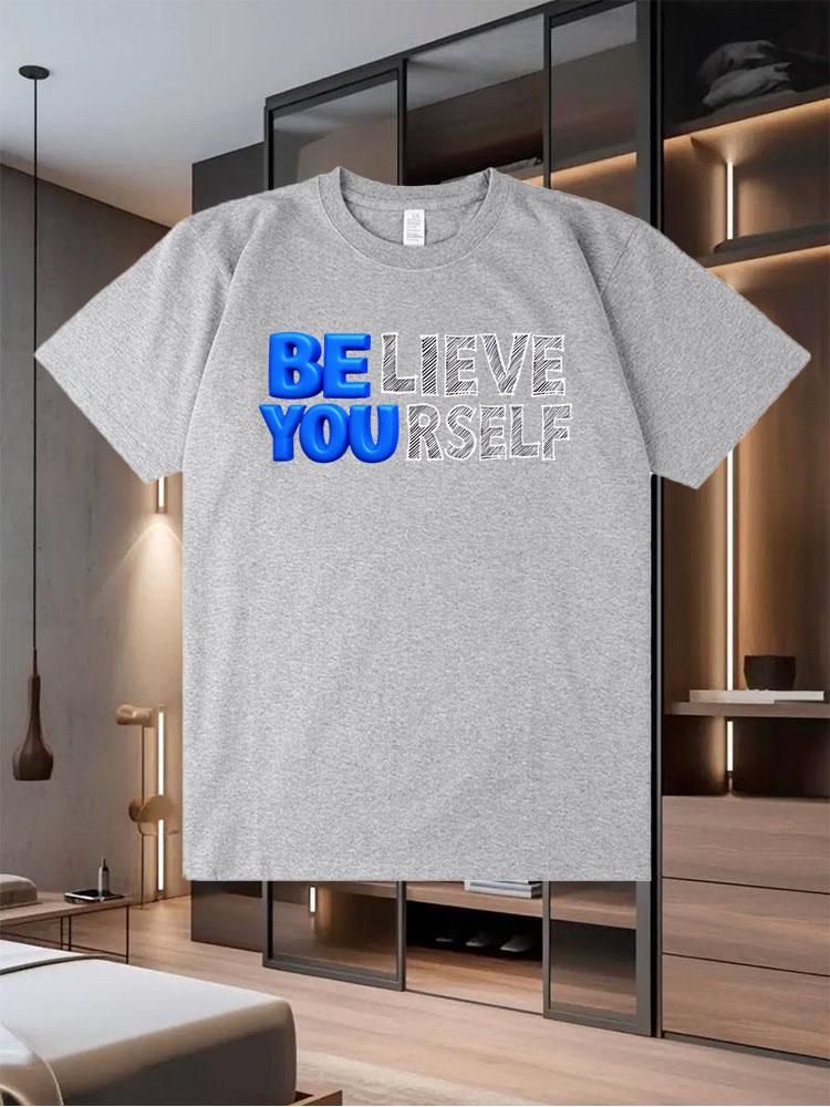 New Men's Printed T-Shirt for Summer a Trendy Street-Style Short-Sleeve Breathable Top from a Popular Brand