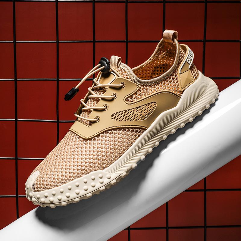 

Модные летние сандалии 2024 года, дышащие, удобные, легкие, мужские кроссовки для ходьбы, сетчатая обувь 45 бежевый