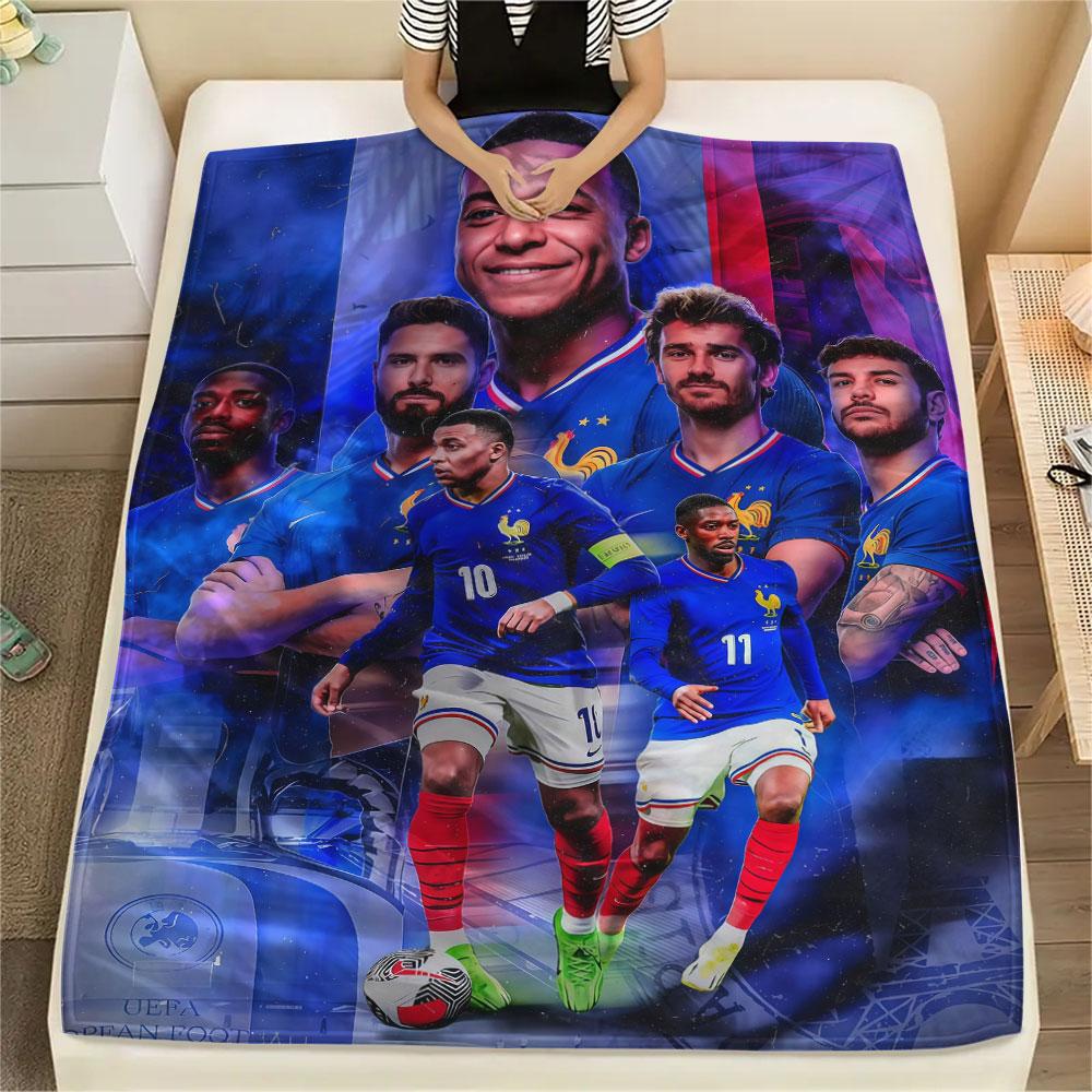 1PC France National Football Team Patterned Flannel Blanket Suitable For All Seasons for Home Decor Warmth and Comfort Gifts Holiday Present