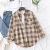 Camisa de Franela a Cuadros Fresca para Mujer 2025 Nuevas Blusas y Tops para Mujer Algodón Holgado Manga Larga Camisas Casuales Ropa Fina para Mujer