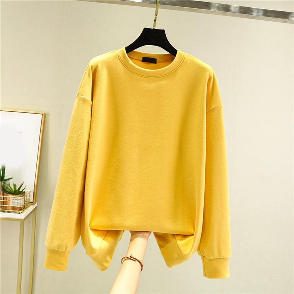 Ladies' Loose Comfortable Casual Fashionable And Warm Underwear With Seamless Round Neck And Thick Velvet Top
